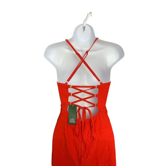 Wild Fable Junior Teens Red Midi-Dress With Back Spaghetti Strap Size 12 - Picture 5 of 9